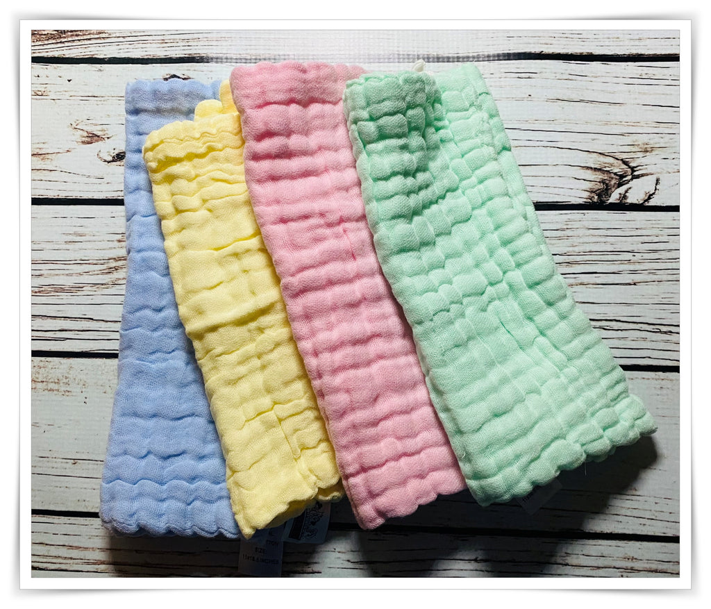 Set of 4 Cotton Muslin Burp Cloths – Little Footprints Children's Shop
