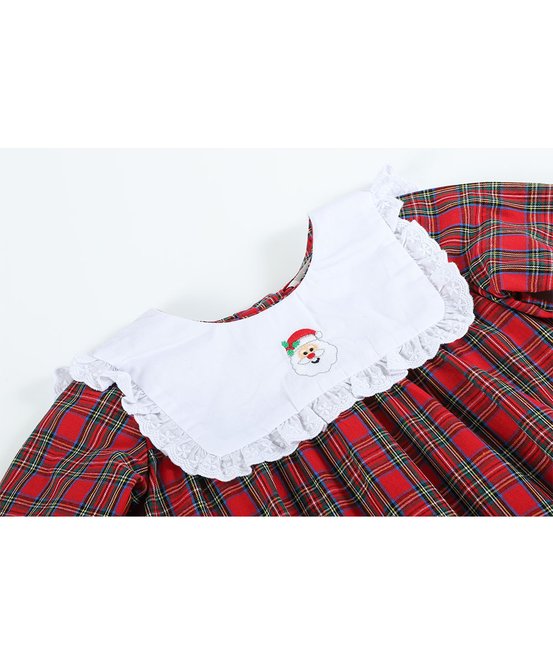 white christmas dresses Red Christmas Plaid Santa Yoke Dress