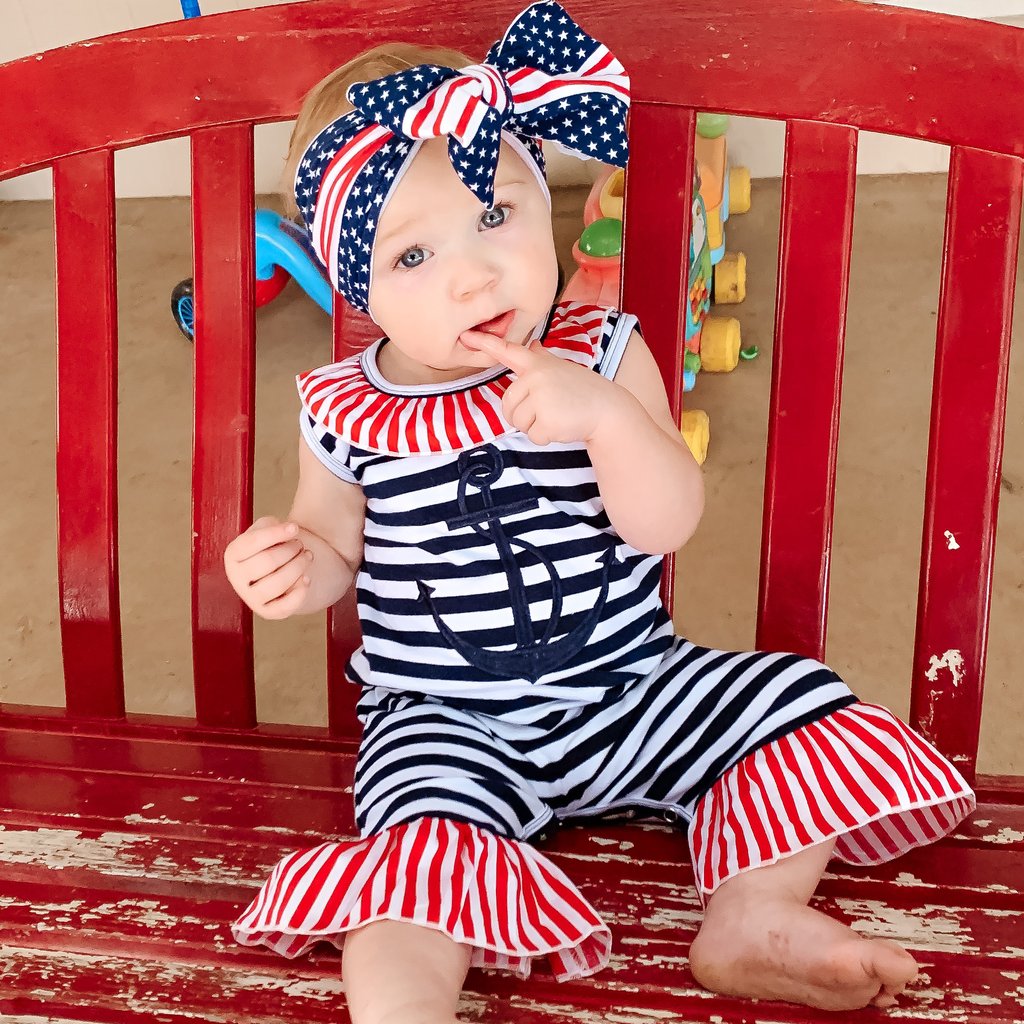 Summer Nautical Anchor Sailor Boutique Romper 12-18M 18-24M