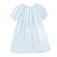 Blue Smocked Daygown with Raglan Sleeves Embroidered Hem and Bonnet | Newborn