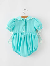 Aqua Girls Smocked Floral Bow Bubble Romper | 3 6 9 Months