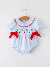 4th of July Baby Girls' Smocked Star Embroidered Romper | 3 6 18 Months
