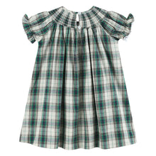 Blue Green Plaid Christmas Tartan Smocked Bishop Dress | 3-6M 6-12M 12-18M 18-24M 2T 3T 4T 5Y 6Y