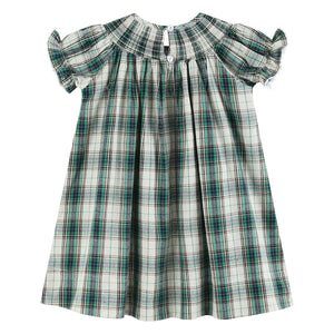 Blue Green Plaid Christmas Tartan Smocked Bishop Dress | 3-6M 6-12M 12-18M 18-24M 2T 3T 4T 5Y 6Y