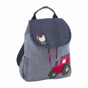 Appliqued Tractor Drawstring Toddler Backpack