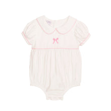 White Pink Layette Bow Bubble with Back Gingham Bow Sash | 0-3M 3-6M