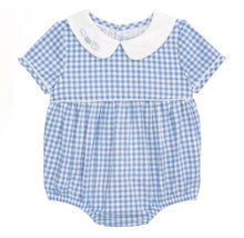 Blue Gingham Train Layette Bubble | 0-3M 3-6M