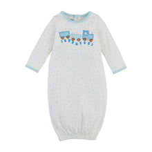 Blue Layette Train Applique Gown | Newborn or 3 Months