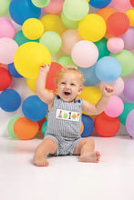 Navy Striped One Smocked Birthday Jon Jon | 12-18 Months