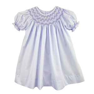 Lavender Daygown with Wave Embroidered Smocking | Preemie or Newborn