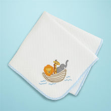 Noah's Ark Quilted Baby Blanket Blue | 34" x 28"