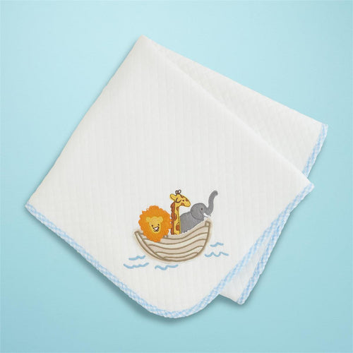 Noah's Ark Quilted Baby Blanket Blue | 34