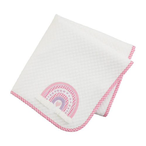 Rainbow Quilted Baby Blanket Pink | 34