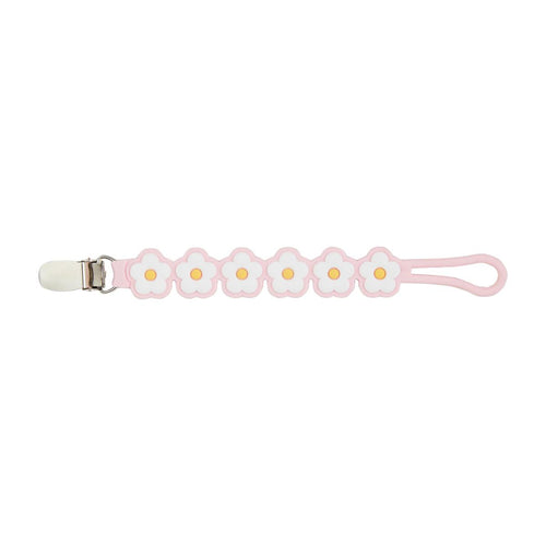 Pink Daisy Silicone Clip-On Pacy Strap Pacifier Clip