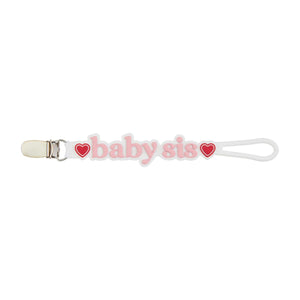 Baby Sis Pink Silicone Pacy Strap Pacifier Clip