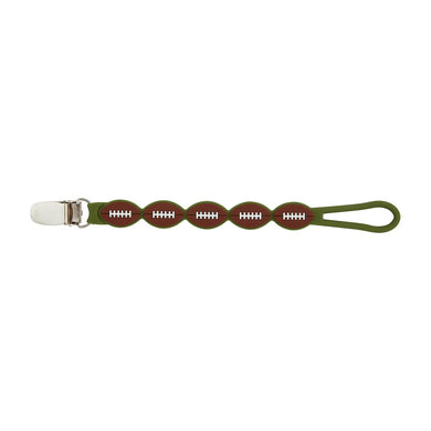 Football Brown Silicone Pacy Strap Pacifier Clip