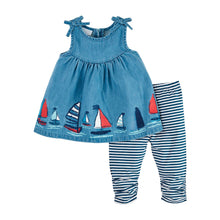 Sail Away Sailboat Denim Tunic & Capri Set | 12-18M 2T 3T 4T 5T