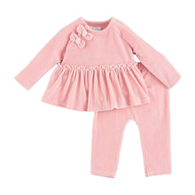 Flower Power Pink Rib Velour Pant Set | 0-3M 3-6M 6-9M 9-12M