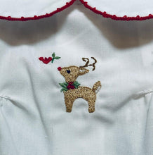 Christmas Reindeer Embroidered Girls Red Check Diaper Set with Bonnet | Newborn 3 6 Months