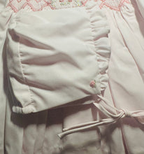Pink Fully Smocked Floral Heart Embroidery Dress Set with Bonnet | Newborn