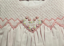 Pink Fully Smocked Floral Heart Embroidery Dress Set with Bonnet | Newborn