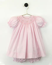 Pink Check Bishop Smocked Dress Set with Bonnet | Newborn