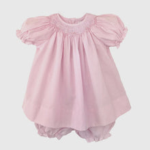 Pink Check Bishop Zig Zag Smocked Dress Set with Bonnet | Newborn