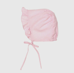 Pink Check Bishop Zig Zag Smocked Dress Set with Bonnet | Newborn