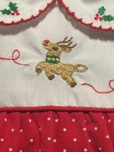 Red Dot Holiday Bubble with Reindeer Embroidery | Newborn 3 6 Months