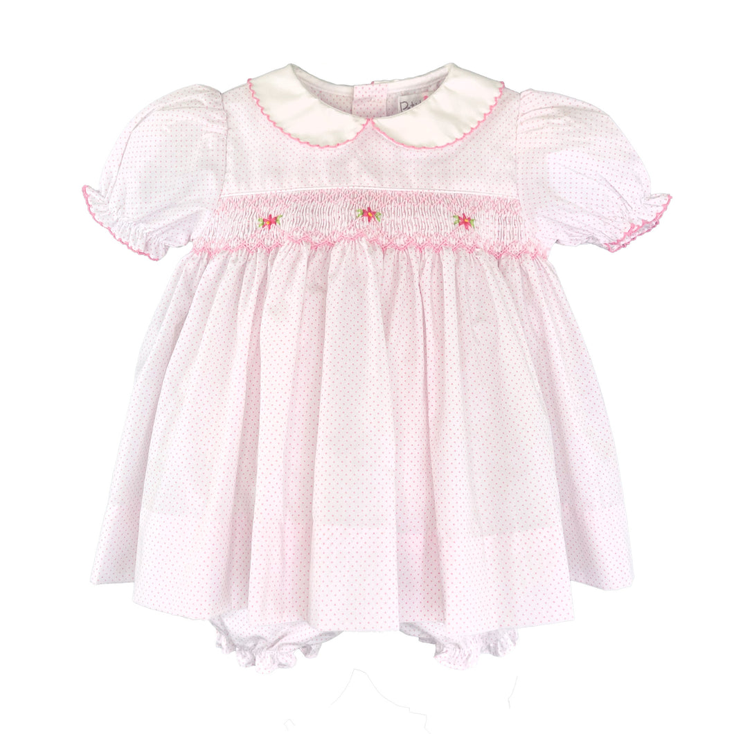 Pink Dot Smocked Dress Set | Newborn