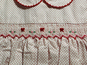 Red Dot Smocked Dress Set with Bonnet | Newborn