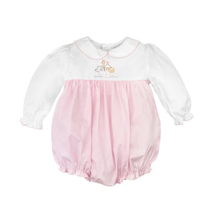 Noah's Ark Embroidered Pink Bubble | Newborn or 6 Months