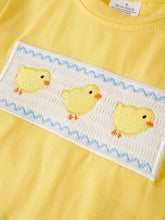 Yellow Blue Striped Chick Embroidery Boys Smocked Short Set | 2 3 4 5 Years