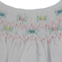 White Smocked Daygown with Raglan Sleeves Embroidered Hem and Bonnet | Newborn