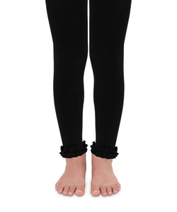 Black Pima Cotton Ruffle Footless Tights | 6-18M 18-24M 2-4Y 4-6Y