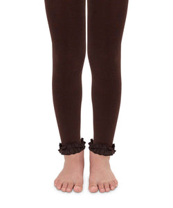 Chocolate Pima Cotton Ruffle Footless Tights | 6-18M 18-24M 2-4Y 4-6Y