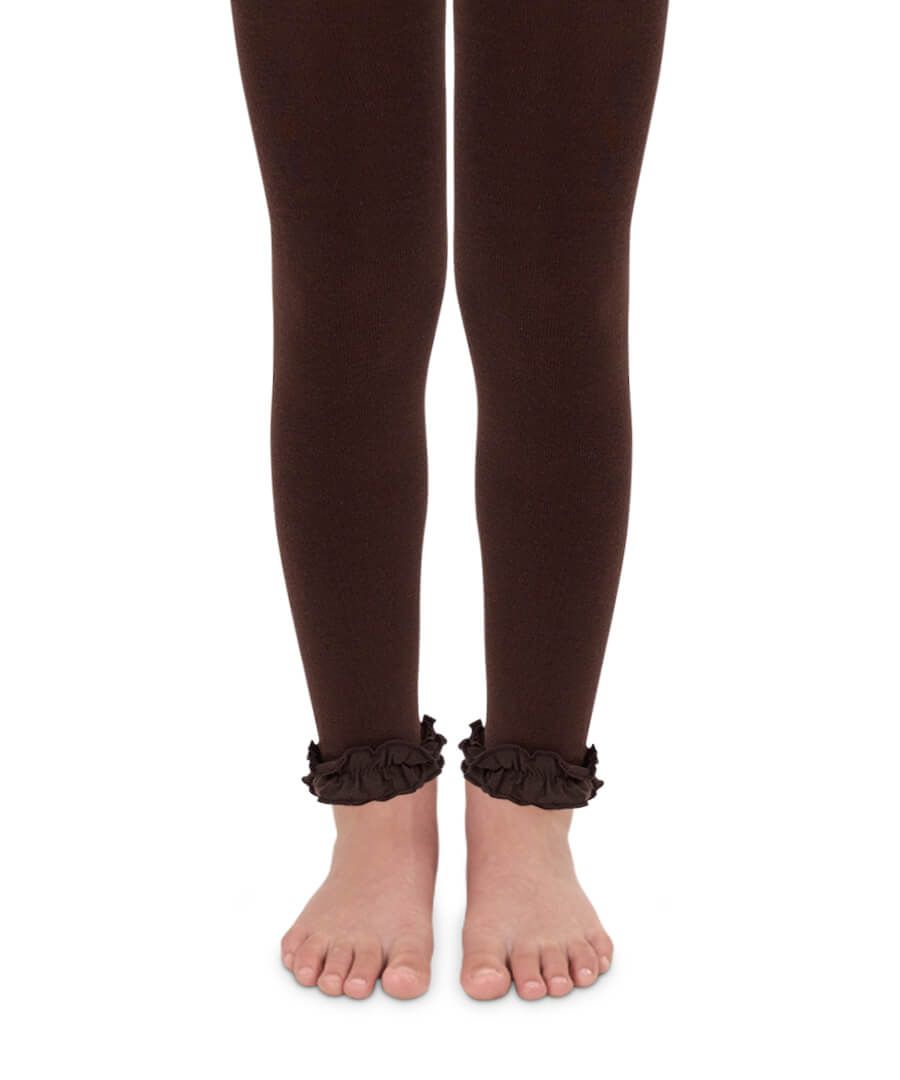 Chocolate Pima Cotton Ruffle Footless Tights | 6-18M 18-24M 2-4Y 4-6Y