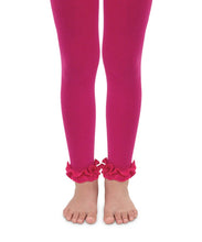 Hot Pink Pima Cotton Ruffle Footless Tights | 18-24M 2-4Y 4-6Y