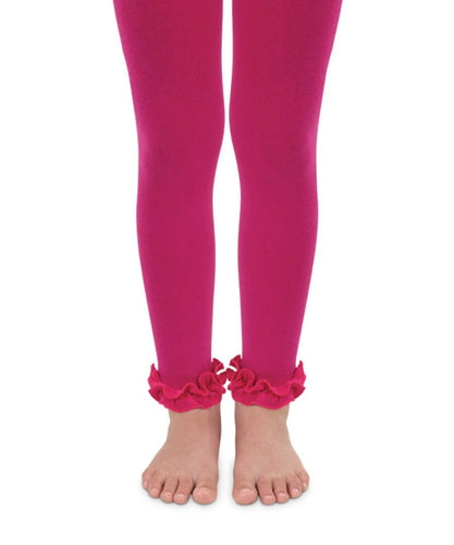 Hot Pink Pima Cotton Ruffle Footless Tights | 18-24M 2-4Y 4-6Y