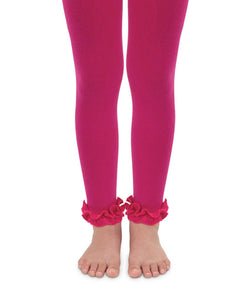 Hot Pink Pima Cotton Ruffle Footless Tights | 18-24M 2-4Y 4-6Y