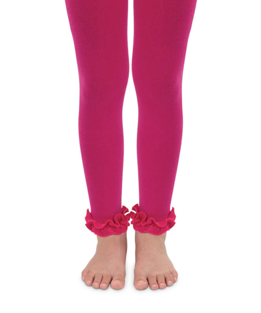 Hot Pink Pima Cotton Ruffle Footless Tights | 18-24M 2-4Y 4-6Y