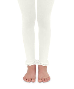 Ivory Pima Cotton Ruffle Footless Tights | 6-18M 18-24M 2-4Y 4-6Y