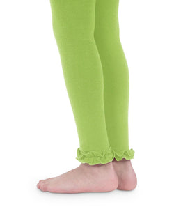 Lime Pima Cotton Ruffle Footless Tights | 2-4Y 4-6Y