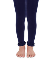 Navy Pima Cotton Ruffle Footless Tights | 6-18M 18-24M 2-4Y 4-6Y