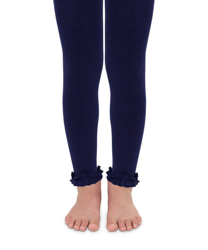 Navy Pima Cotton Ruffle Footless Tights | 6-18M 18-24M 2-4Y 4-6Y