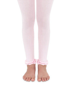 Pink Pima Cotton Ruffle Footless Tights | 6-18M 18-24M 2-4Y 4-6Y