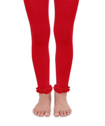 Red Pima Cotton Ruffle Footless Tights | 6-18M 18-24M 2-4Y