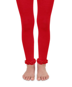 Red Pima Cotton Ruffle Footless Tights | 6-18M 18-24M 2-4Y