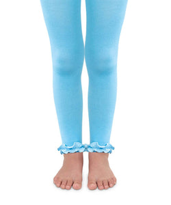 Turquoise Pima Cotton Ruffle Footless Tights | 18-24M 2-4Y 4-6Y