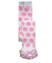 Pink Polka Dot Ruffle Footless Tights | 6-18M 18-24M 2-4Y 4-6Y